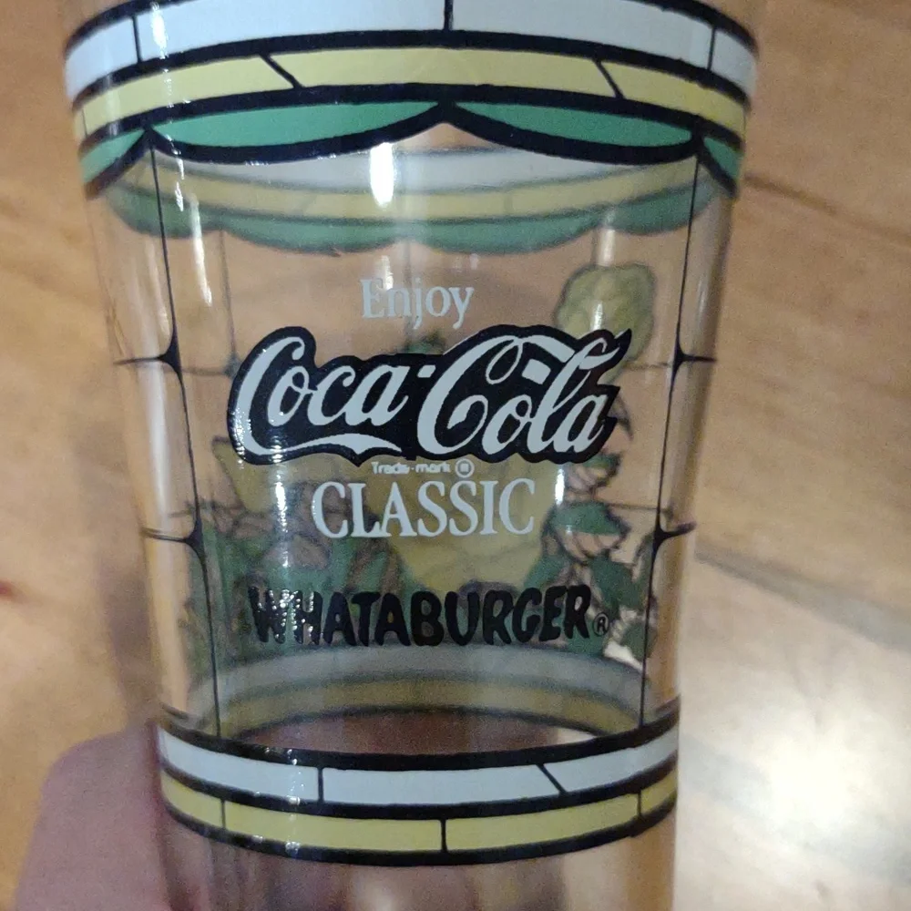 Coca Cola‎ Classic Whataburger Glass Set With Pitcher Green, Black, Yellow